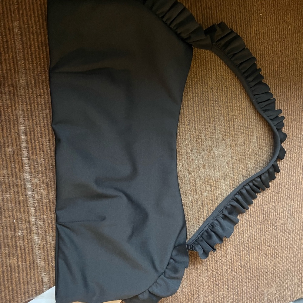 Black Ruffle Strap Top
